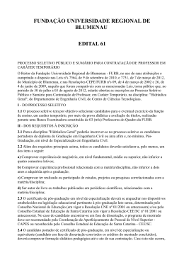 FUNDA&Ccedil;&Atilde;O UNIVERSIDADE REGIONAL DE BLUMENAU EDITAL 61