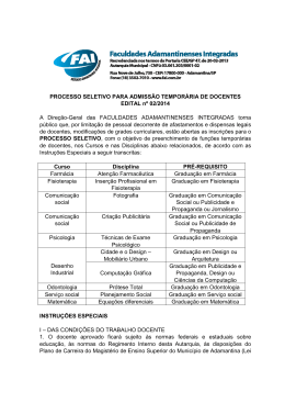 Processo Seletivo para docentes - Edital 02/2014
