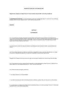 DECRETO N&ordm; 30.548, DE 21 DE JUNHO DE 2007.