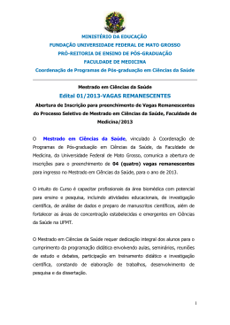Edital 01/2013-VAGAS REMANESCENTES