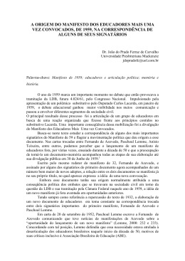 a origem do manifesto dos educadores mais uma vez convocados