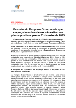 Pesquisa do ManpowerGroup revela que empregadores brasileiros