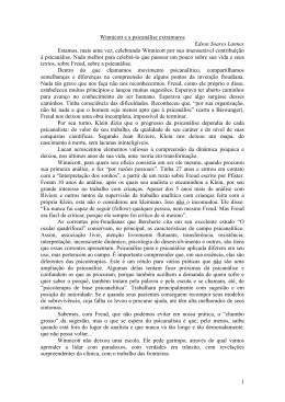 1 Winnicott e a psican&aacute;lise extramuros Edson