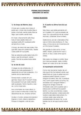 POEMAS SELECIONADOS GREG&Oacute;RIO DE MATOS
