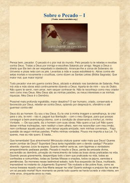 Sobre o Pecado &ndash; I - Maria M&atilde;e da Igreja