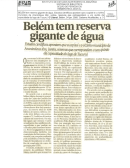 24/01/2005 - Belém tem reserva gigante de água