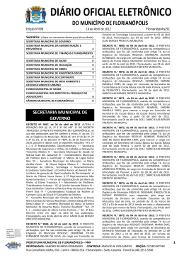 DI&Aacute;RIO OFICIAL ELETR&Ocirc;NICO - Prefeitura Municipal de Florian&oacute;polis