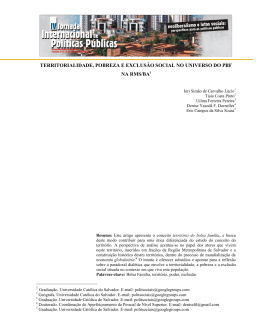 territorialidade, pobreza e exclusão social no universo do pbf na rms
