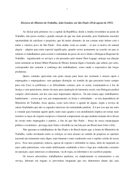 Discurso do Ministro do Trabalho, João Goulart, em São Paulo (20