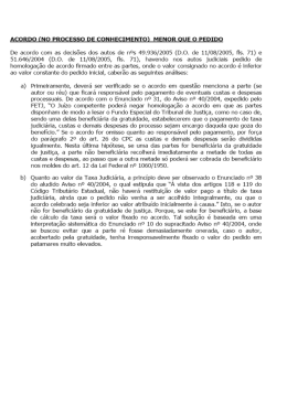 Acordo (no Processo de Conhecimento) Menor que o Pedido