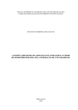a inimputabilidade do adolescente infrator e o crime de homic&iacute;dio