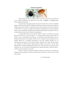 PARASITAS EXTERNOS Muitos pensam que são um problema