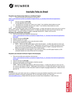 Inscrição Feita do Brasil - International at Humber