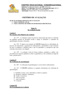 Crit&eacute;rio de avalia&ccedil;&atilde;o