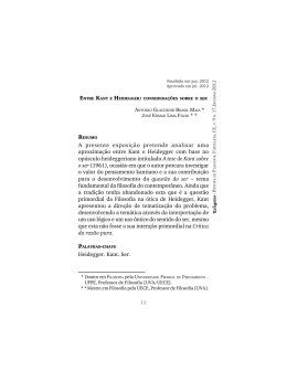 Entre Kant e Heidegger: considera&ccedil;&otilde;es sobre o ser