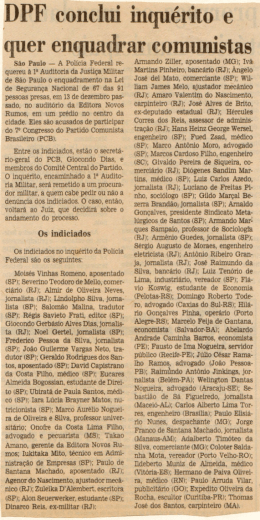 DPF conclui inquérito e quer enquadrar comunistas.
