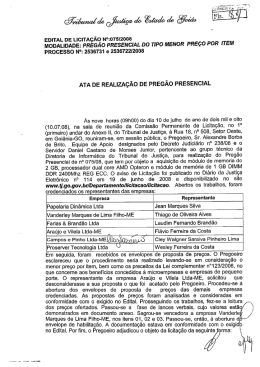 Ata de Realiza&ccedil;&atilde;o de Preg&atilde;o Presencial