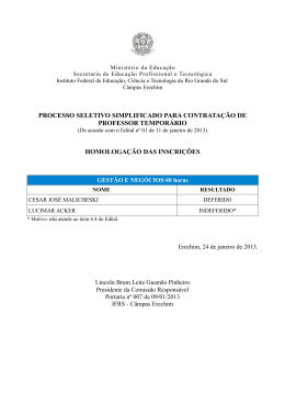 Homologa&ccedil;&atilde;o das incri&ccedil;&otilde;es - Tempor&aacute;rio