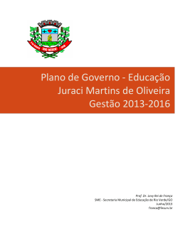 Plano de Governo - Educa&ccedil;&atilde;o Juraci Martins de Oliveira Gest&atilde;o