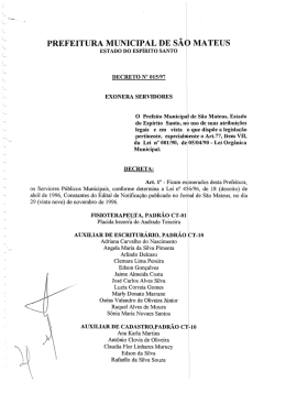 Decreto Nº 015 / 1997 - Prefeitura de São Mateus