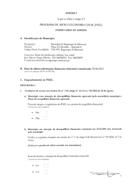 Formulário de Adesão ao PAEL - Município de Reguengos de