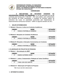 &Eacute; O PARECER - PRH - Universidade Federal do Maranh&atilde;o