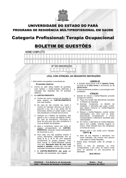 prova aplicada a candidatos formados em terapia ocupacional