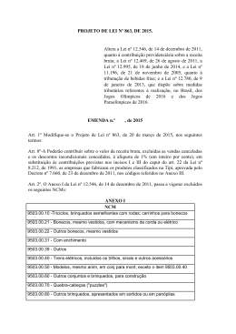 PROJETO DE LEI N&ordm; 863, DE 2015. Altera a Lei n&ordm; 12.546, de 14 de