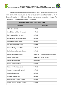 Resultado Final da avalia&ccedil;&atilde;o socioecon&ocirc;mica para a apura&ccedil;&atilde;o e
