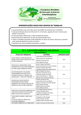 apresentação oral - I Congresso Brasileiro de Educação Ambiental