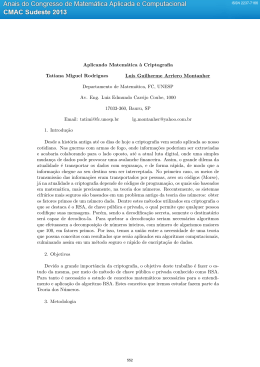 Aplicando Matemática `a Criptografia Tatiana Miguel Rodrigues