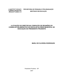 A ATUA&Ccedil;&Atilde;O DO DIRETOR NA CONDU&Ccedil;&Atilde;O DE - in&iacute;cio