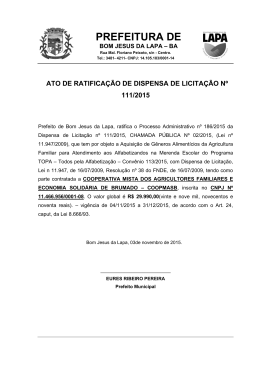 Ratificação de Dispensa de Licitação Nº 111/2015