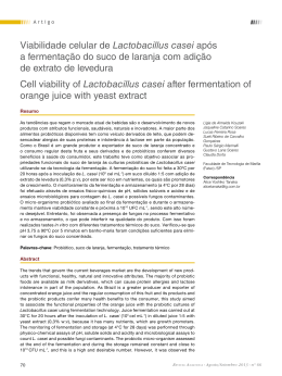Viabilidade celular de Lactobacillus casei ap&oacute;s a