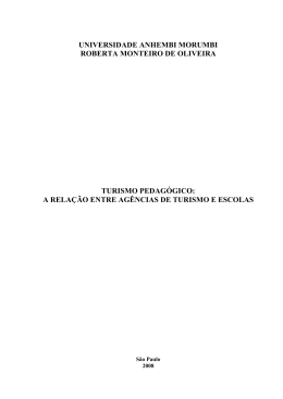 a rela&ccedil;&atilde;o entre ag&ecirc;ncias de turismo e escolas