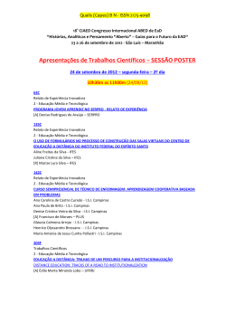 Apresenta&ccedil;&otilde;es de Trabalhos Cient&iacute;ficos &ndash; SESS&Atilde;O POSTER