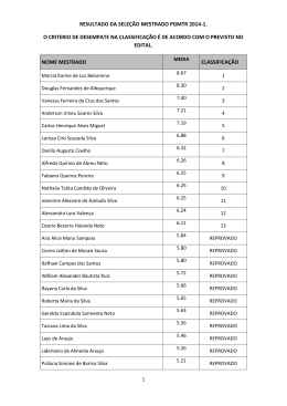resultado da sele&ccedil;&atilde;o mestrado pgmtr 2014