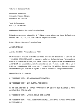 20/03/2003 Colegiado: Primeira C&acirc;mara N&uacute;mero da Ata: 06/2003