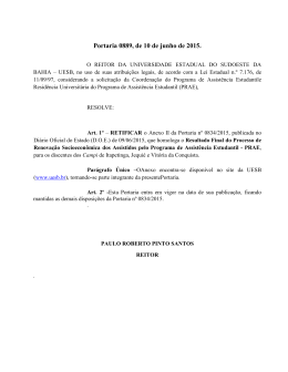 Retificação do Anexo II da Portaria nº 0834/2015