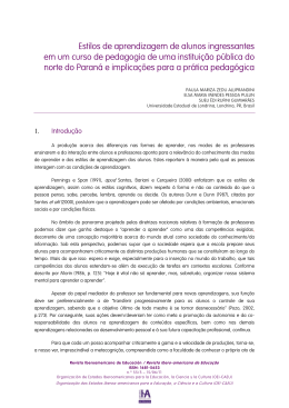 Estilos de aprendizagem de alunos ingressantes em um curso de