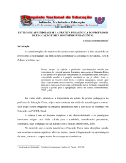 estilos de aprendizagem e a pr&aacute;tica pedag&oacute;gica do