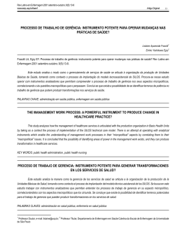 PROCESSO DE TRABALHO DE GER&Ecirc;NCIA