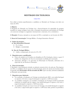 MESTRADO EM TEOLOGIA - PUC-Rio