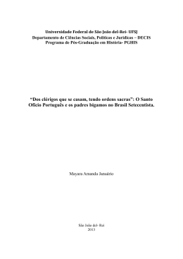 Dos cl&eacute;rigos que se casam, tendo ordens sacras: o Santo Of&iacute;cio