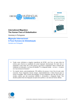 International Migration: The Human Face of Globalisation Migra&ccedil;&atilde;o