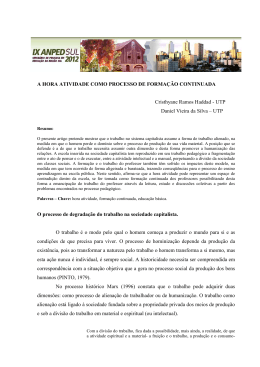 a hora atividade como processo de forma&ccedil;&atilde;o continuada