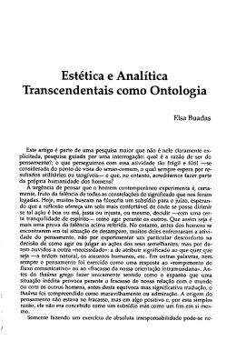 Elsa Buadas, "Est&eacute;tica e anal&iacute;tica transcendentais como ontologia"