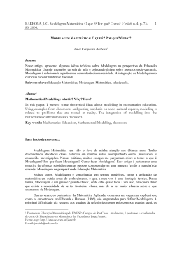 BARBOSA, J. C. Modelagem Matem&aacute;tica: O que &eacute;