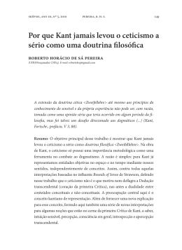 Porque Kant jamais levou o ceticismo a s&eacute;rio como