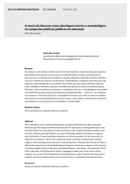 A teoria do discurso como abordagem te&oacute;rica e metodol&oacute;gica no